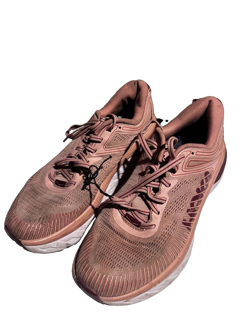 Hoka One One Bondi 7 Misty Rose Pink Cordovan White Running Shoes Women's Sz 8.5